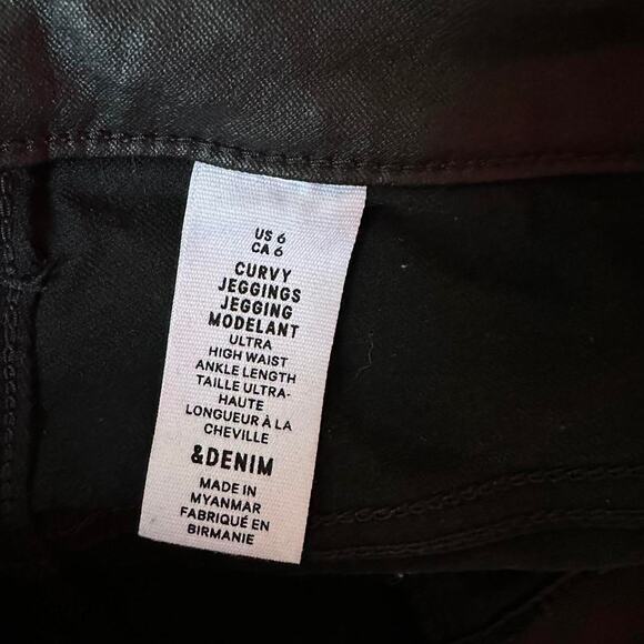 H&M Jeggings Womens Size 6 Black Shiny Curvy Denim Casual Back to School - Picture 6 of 7